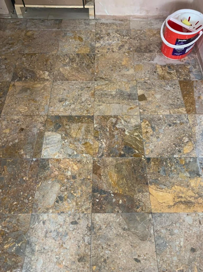 Close-up of cleaned marble floor in London
