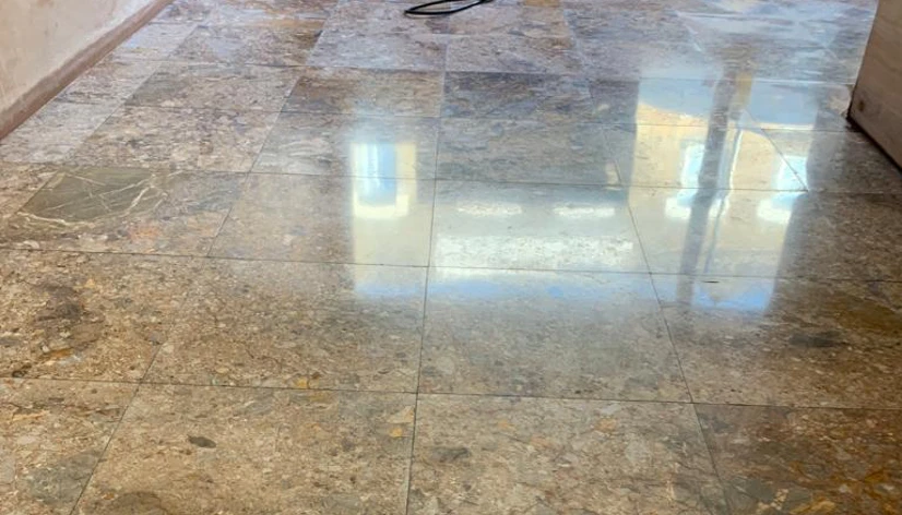 Shiny marble floor after polishing in London