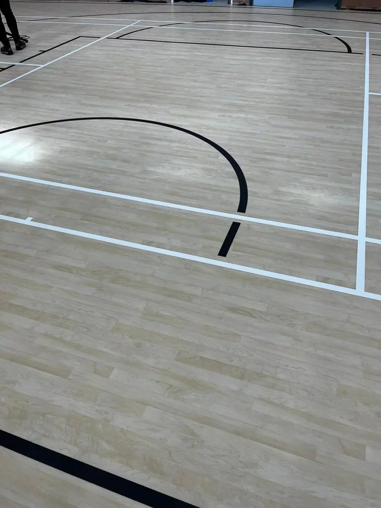 Line marking application in a London sports hall