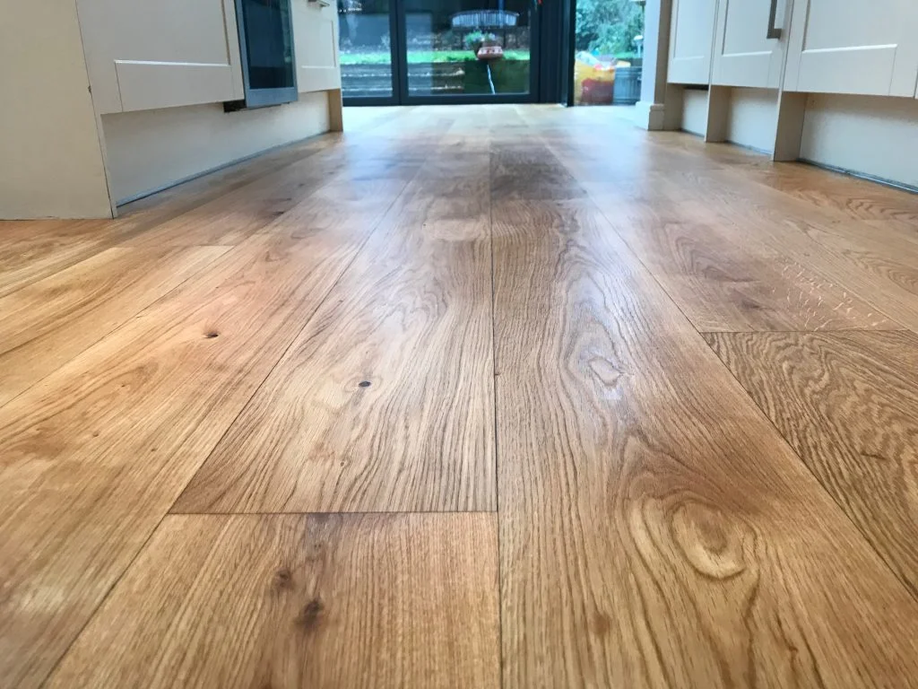 Close-up view of a beautifully restored oak floor in Dulwich Village after professional sanding and oiling, highlighting a smooth natural finish.