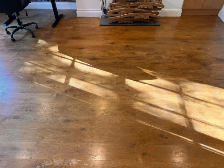 Oak floor before sanding in Highbury, London
