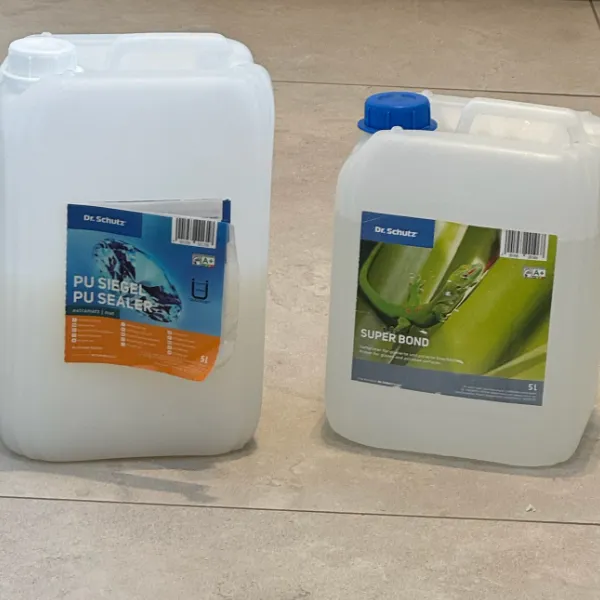 Dr. Schutz PU Sealer and Super Bond products for sealing porcelain floors