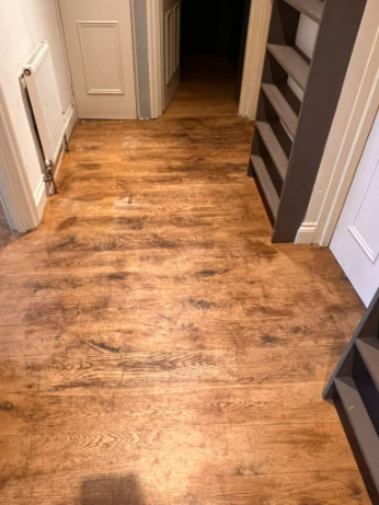 Oak floor before sanding in Highbury, London