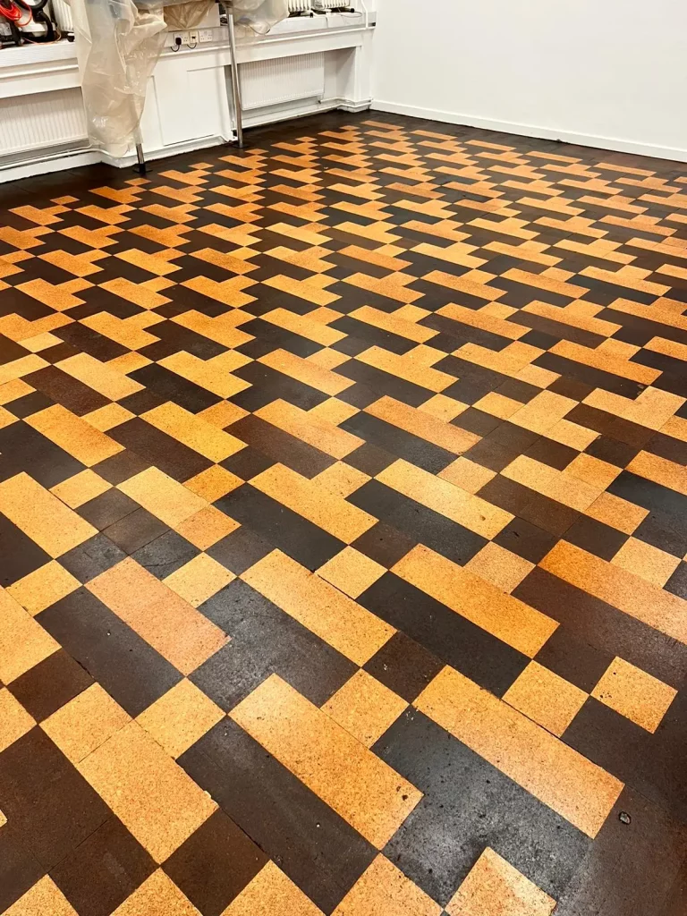 Cork floor restored in a London school