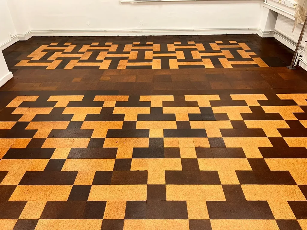 Cork floor restored in a London school