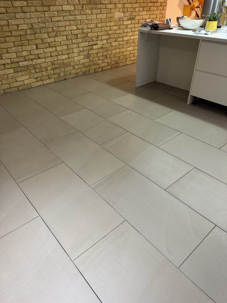 ceramic floor tile cleaning in a London kitchen and dining area