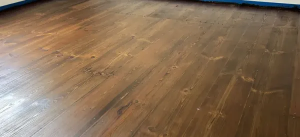 Stained and lacquered florboards after sanding