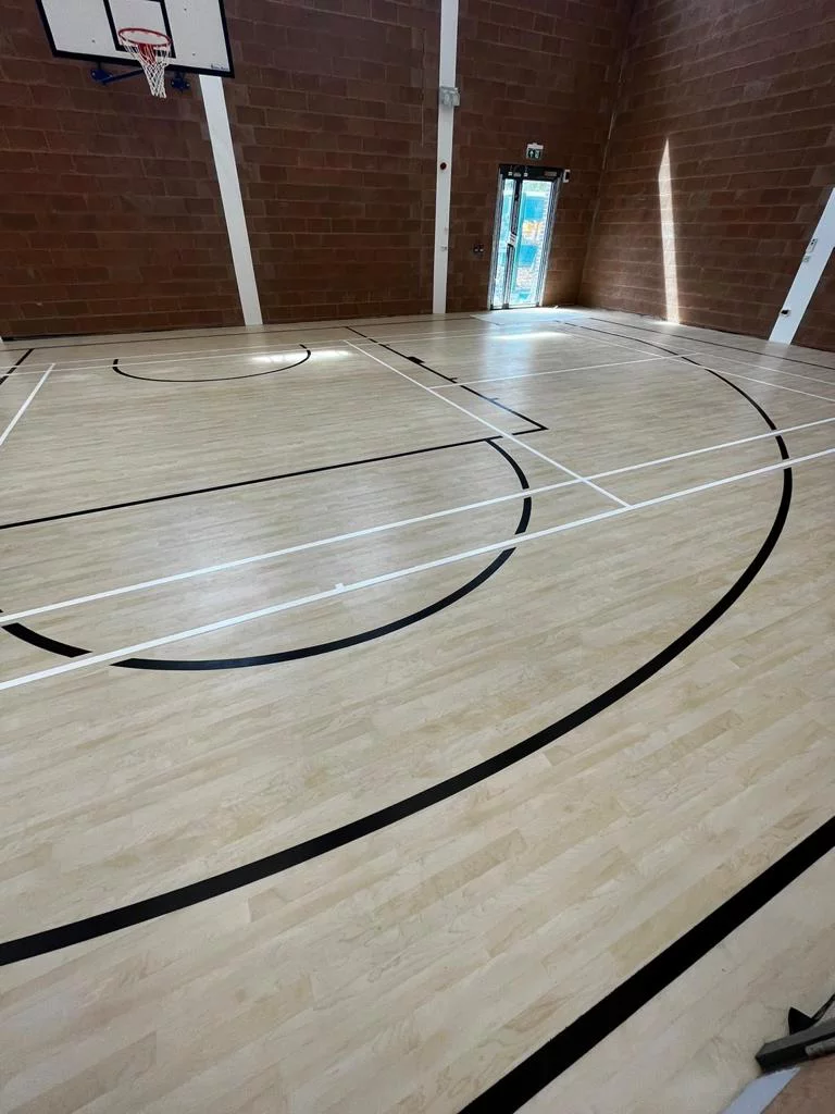 Line marking application in a London sports hall