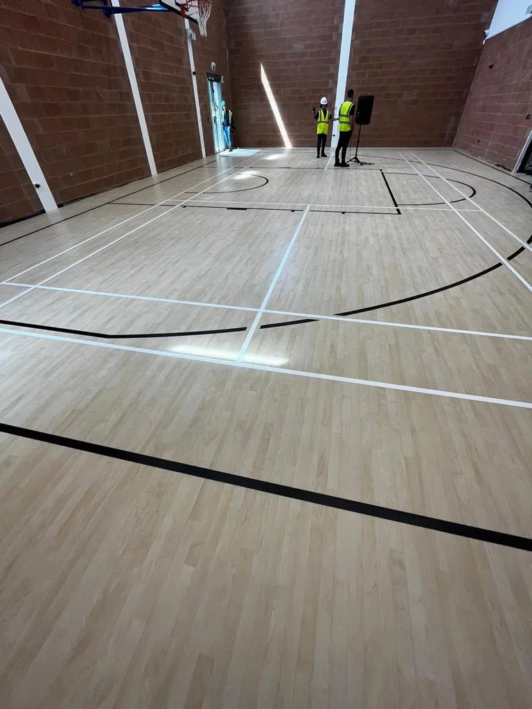 Line marking application in a London sports hall
