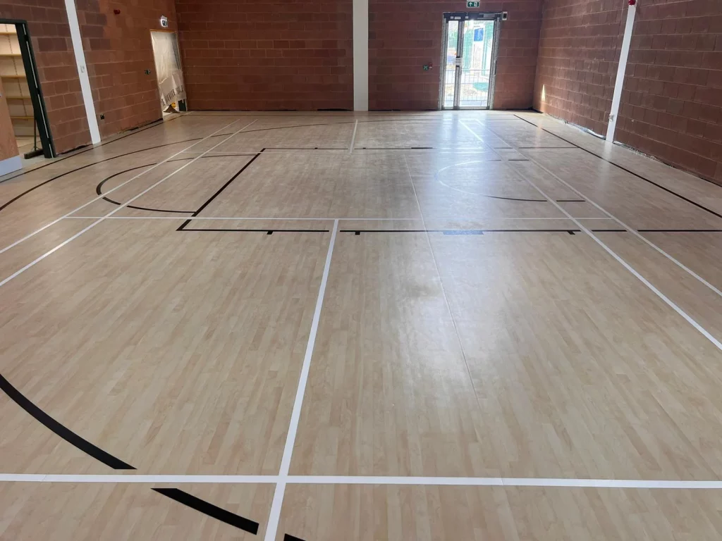 Line marking application in a London sports hall