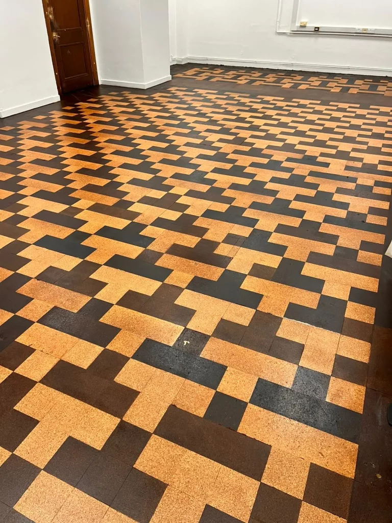 Cork floor restored in a London school