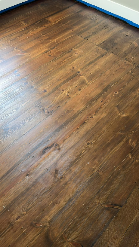 Jacobean stain from morrells on wooden floor in Tooting, London