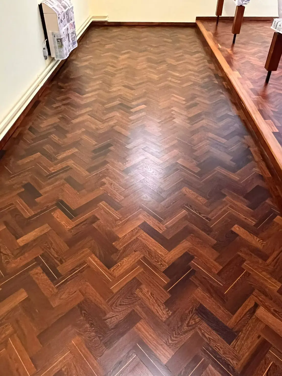 Refinished Wenge Parquet Floor – Main Hall