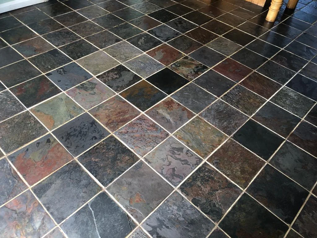 Slate Floor Grout Cleaning – Before & After Restoration