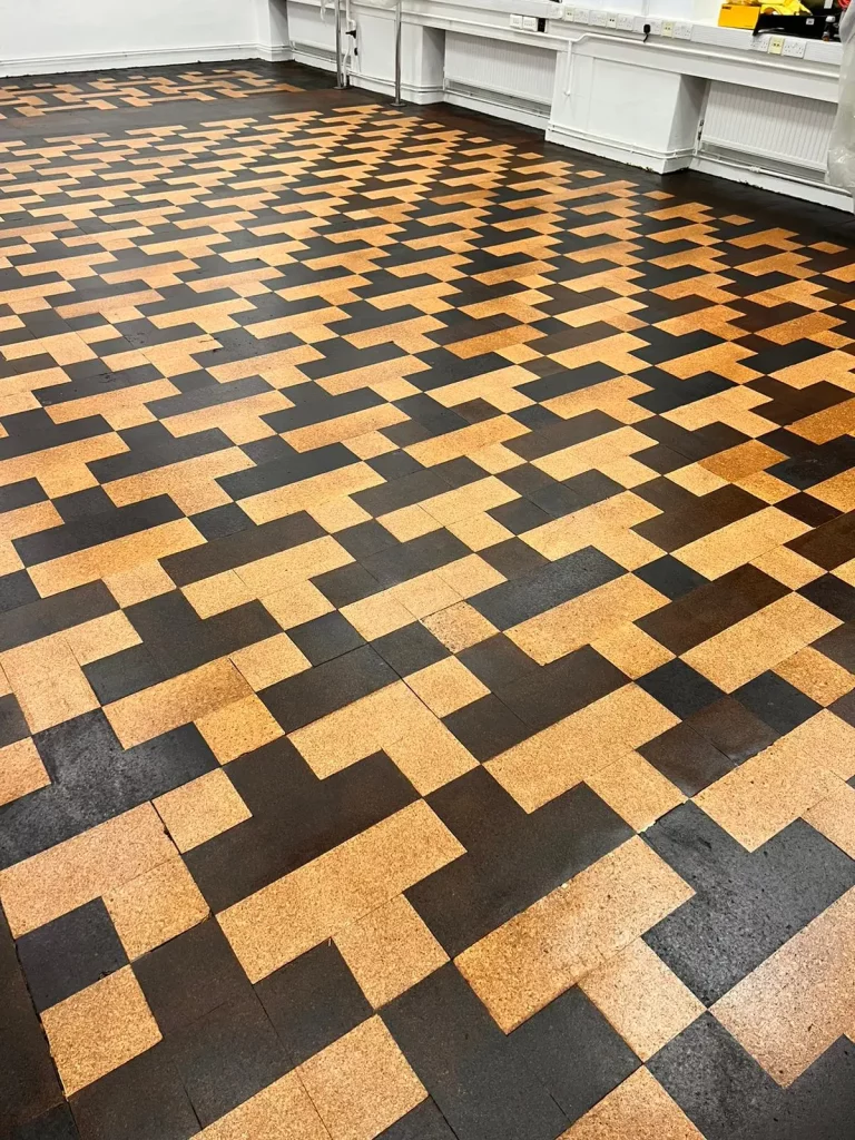 Cork floor restored in a London school