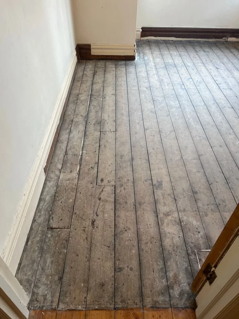 Pine floorboars sanding in Woodford Green, London