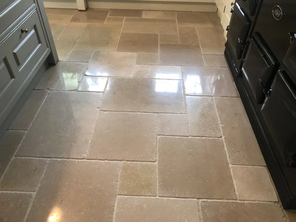 Limestone Floor with Clean Grout – Professional Grout Cleaning