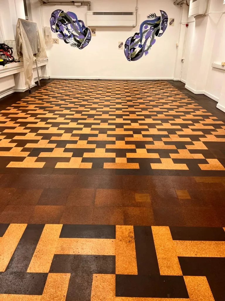 Cork floor restored in a London school