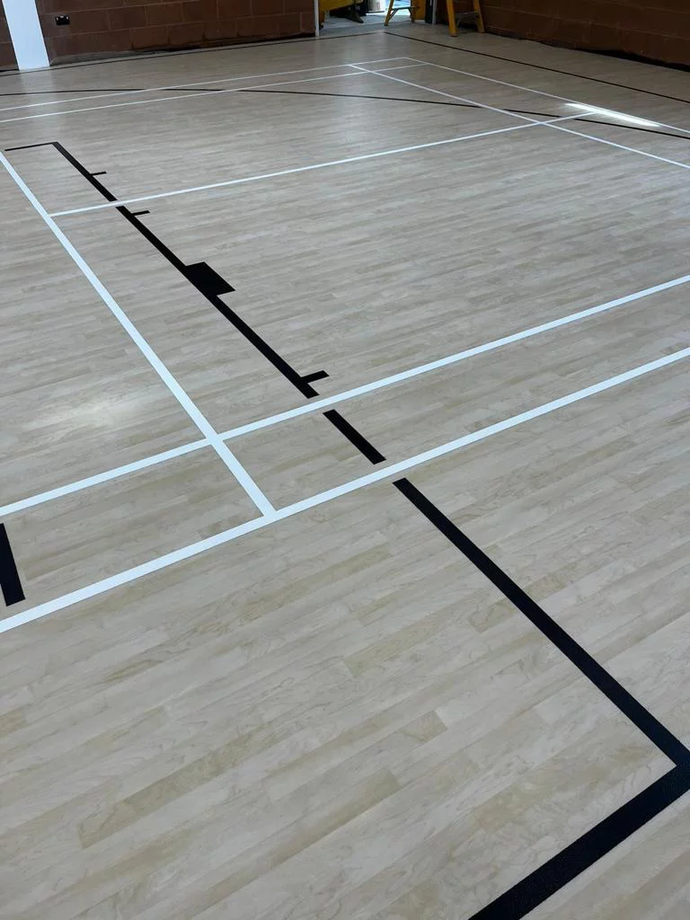 Line marking application in a London sports hall