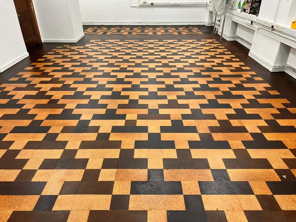 Cork floor restored in a London school