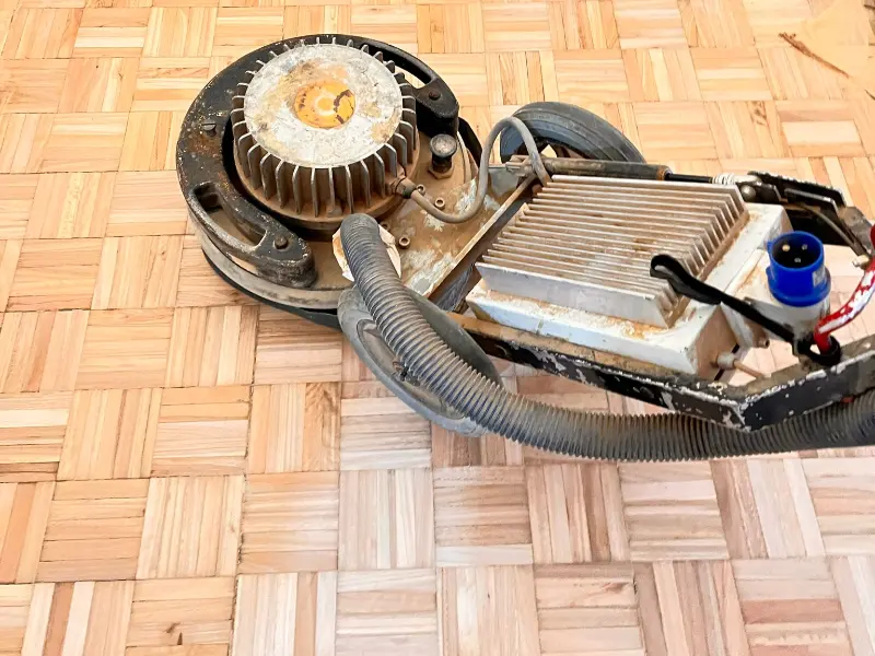 Pallmann Spider close-up parquet sanding in London