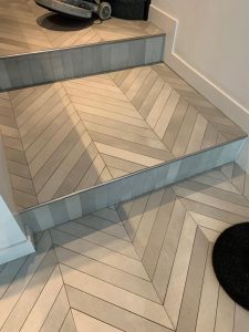 Porcelain floor tiles steps cleaned in Royal Oak, London