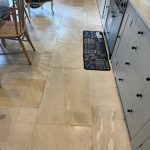 Dirty limestone floor in Tooting