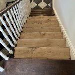 oak stairs sanded partially