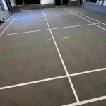 resilient floor wet sanding and court marking in london 3 after